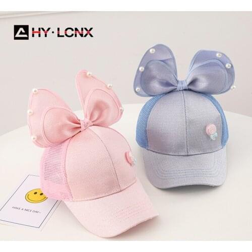 Spring Summer Parent-child Fashion Big Bow Decoration Sun Cap Girl Breathable Net Outdoor Sports Solid Color Baseball Cap