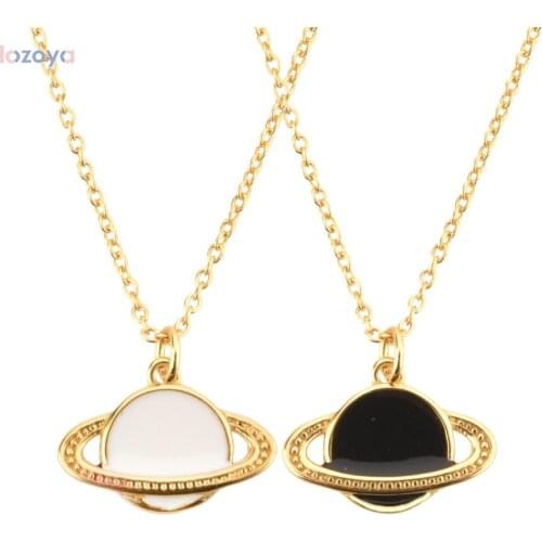 Lozoya 925 Sterling Silver Gold Wedding Gift Jewelry Planet Globe Gold White Black Pendant Chain Necklace 2021 Gifts Rock Punk
