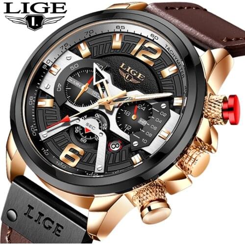Reloj hombre Watches Mens 2020 LIGE Chronograph Watches Man Quartz Clock Man Casual Military Waterproof Wrist Watch montre homme