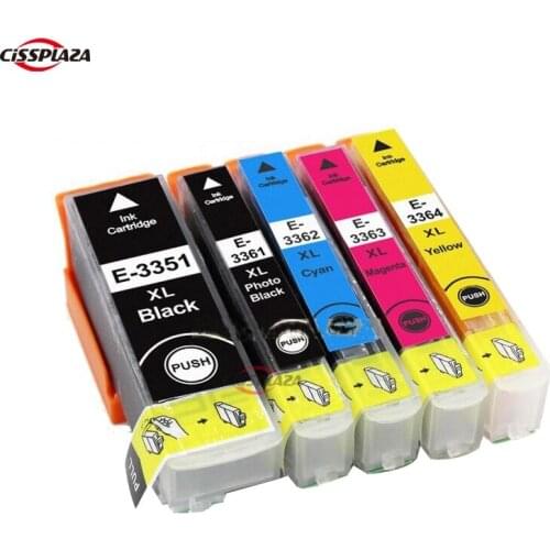 CISSPLAZA 5pcs T3351 33XL ink cartridges compatible for Epson XP-530 XP-540 XP-630 XP-635 XP-640 XP-645 XP-830 XP-900 printer