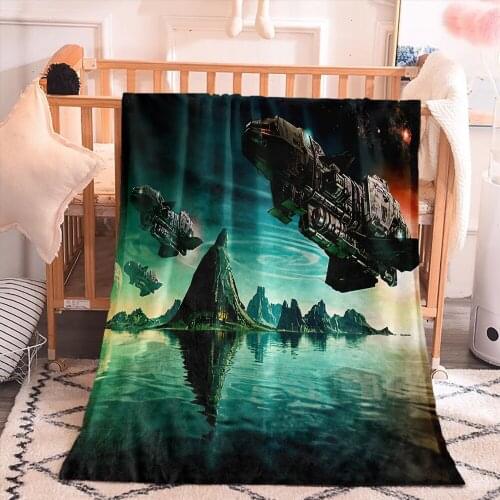 Home Furniture Decor Galaxy Outer Space Airship 3D Print Custom Starry Sky Blanket Single Apartment Living Room Sofa Blanket