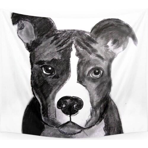 Pit Bull Dogs Lovers Tapestry Wall Hanging Polyester Home Bedroom Decor Bedspread Beach Mat Blanket Yoga Mat Dorm Decor