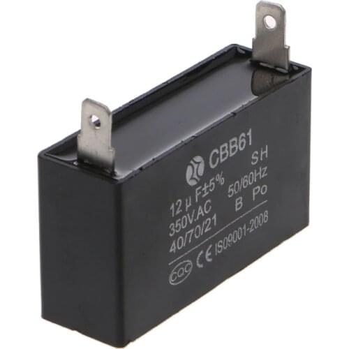 Black 12uF Generator Capacitor Generator CBB61 12uF 50/60Hz 350VAC Fan Motor N27 20 Dropshipping