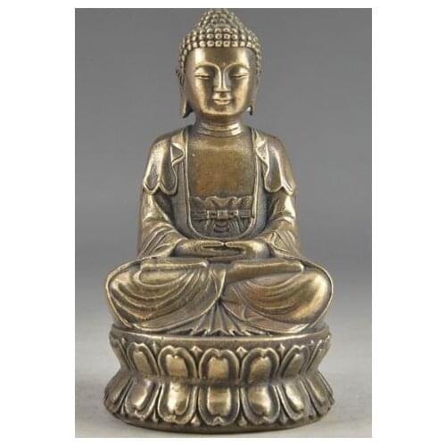Exquisite Chinese Bless Collectable Copper Amulet Buddha Sakyamuni Statue