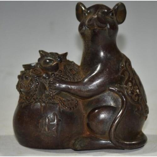 China brass archaize recruit wealth mouse crafts statue