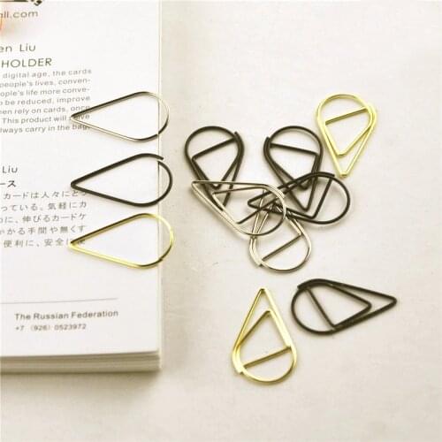 Brief Style 12 pcs/pack 6 Colors Waterdrop Shaped Metal Paper Clip Bookmark Stationery School Office Supply Escolar Papelaria