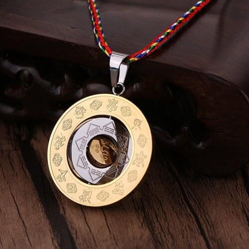 Bagua Titanium steel Round Necklace Pendant Safe Protect Chinese Amulet
