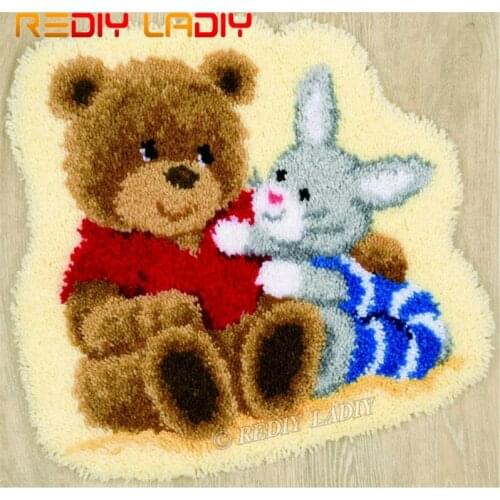 Latch Hook Kits Make Your Own Rug Bear Rabbit Tapestry Crochet Cushion Mat DIY Carpet Rug Set Pre-Printed Canvas Hobby & Crafts