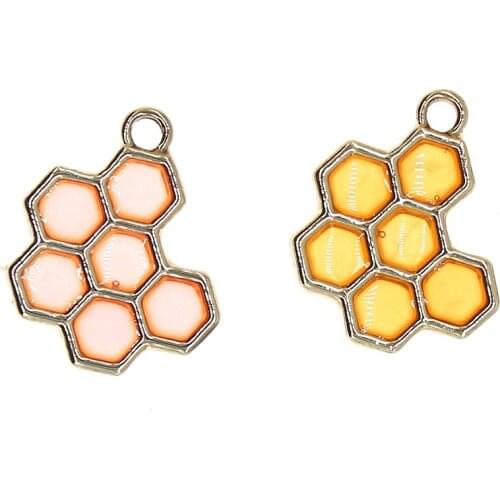 Cute Transparent Enamel Bee Hive Honey Charms Pendant For Jewelry Making DIY Bracelet Earrings Necklace Girls Gift Findings