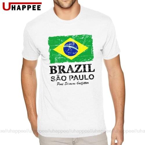 Cheap Custom Brazil Flag San Paulo Tee Shirt Mens Design Your Own Short Sleeves Yellow Crew Neck Tee