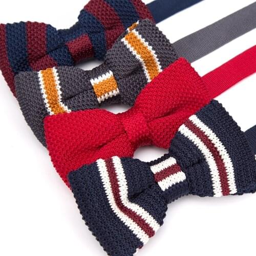 Mens Bowtie Knitted Knit Leisure Striped Bow Ties for Men Adjustable Butterfly Double Deck Neckwear Woven Necktie Tie Cravat