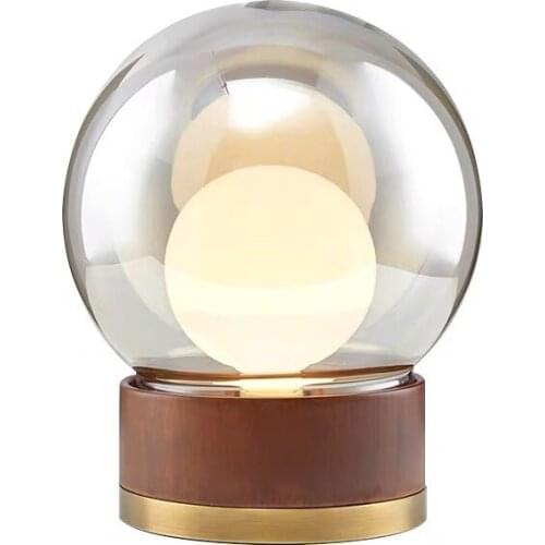 Post modern solid wood living room table lamp Nordic art glass simple living room bedside bedroom designer desk lamp