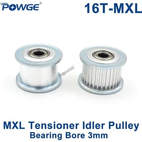 POWGE Inch 16 Teeth MXL synchronous Pulley Idler Tensioner Wheel Bore 3mm with Bearing Guide Regulating pulley MXL 16teeth 16T