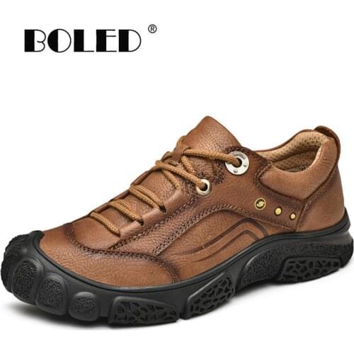 New Arrival Plus Size Autumn Men Shoes Natural Leather Casual Shoes Flats Comfortable Waterproof Outdoor Shoes Men