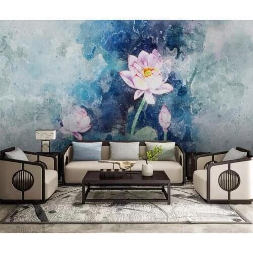 New Chinese ink abstract quietly elegant lotus background wall painting