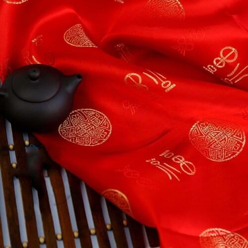 Brocade jacquard silk satin fabric Festive holiday Chinese style packaging cloth brocade fabric fashion wedding DIY fabric