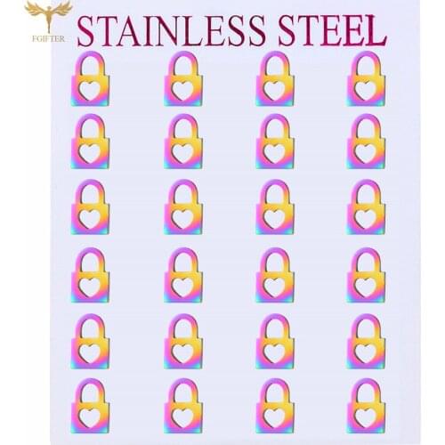 Color Hollow Love Lock Stud Earrings for Women Fashion Female Accessories Stainless Steel Ear Piercing Jewelry Set Earring