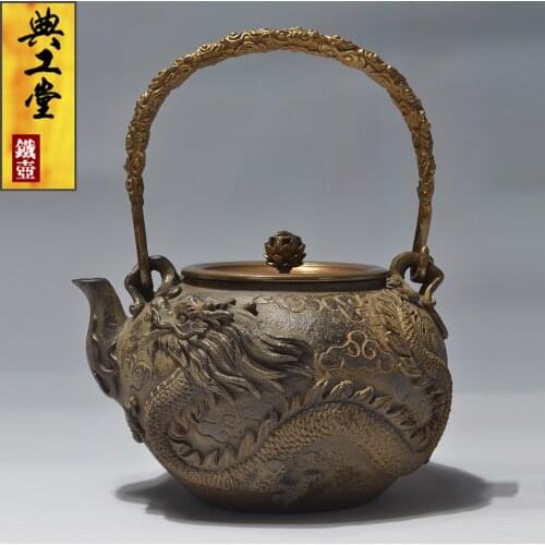 Drinkware 2016 Cast Iron Tea Pot No Coating Japanese Kung Fu Tea Set Handmade Japan Dragon Large Capacity Pot With Filter