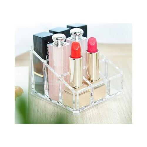Transparent acrylic cosmetic storage box, tabletop finishing box 9 case lipstick Cosmetic Case 8.5*9.3cm free shipping