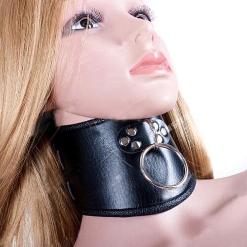 Sexy Big O Ring Neck Collar Restraint Belt BDSM Slave Bondage Fetish Cosplay Adult Games Leather Necklace Collars For Woman
