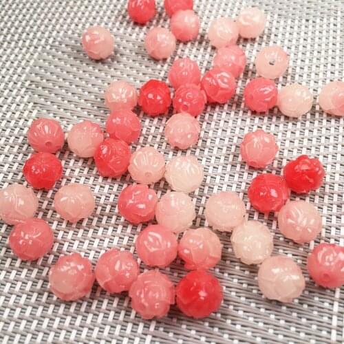 Synthetic Coral engraving Flower Round shape Punch loose isolation bead for Jewelry making DIY necklace bracelet accessories