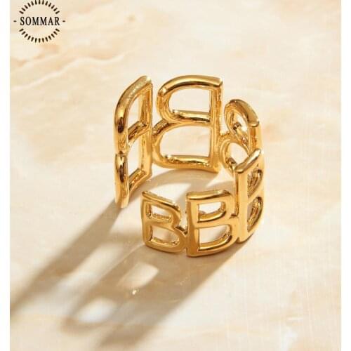 SOMMAR Newest Arrival Gold Vermeil Girlfriend Joint Knuckle Rings Wide B Jewelry on the neck jewellery