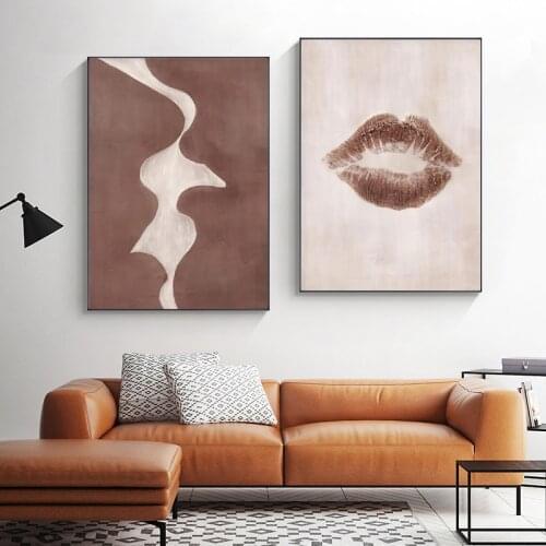 Modern Nordic Abstract Red Sexy Lip Oil Painting Printed on Canvas Decorative Painting Picture Print Mural Nude Art Cuadros