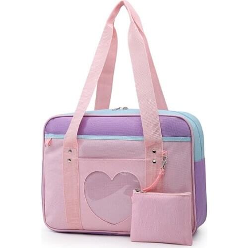 Style Pink Japanese Travel Shoulder School Bags For Women Girls Large Capacity Luggage Organizer Handbags Totes with strap