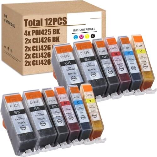 SZX 12PCS for Canon PGI-425 CLI-426 PGI 425 CLI 426 Ink for Pixma IP4840 IP4940 IX6540 MG5240 MG5340 MG6240 MG8140 MX714 MX884
