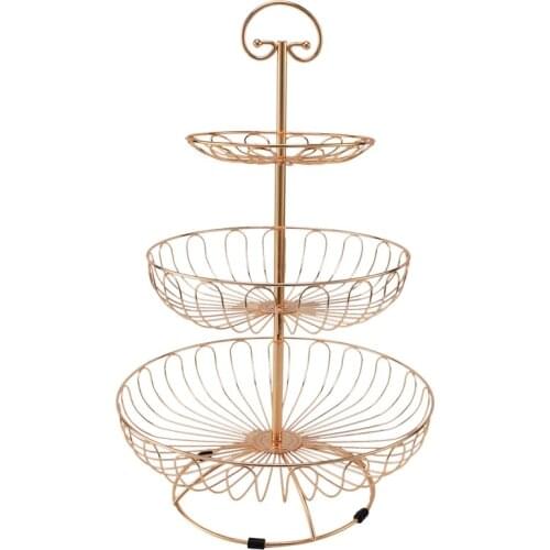 Three Layer Storage Kitchen Home Bowl Detachable Metal Cake Stand Decorative Dessert Holder Round Fruit Basket