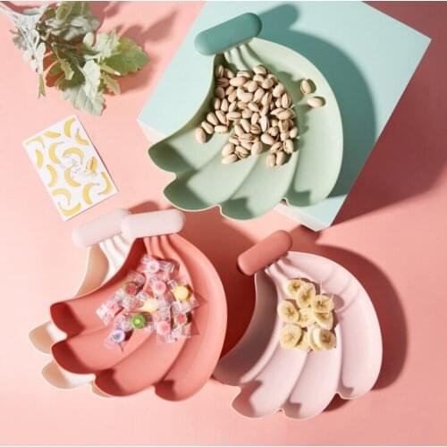 Creative Banana Shape Snack Plates Nuts Dry Fruits Compartment Bowl Candy Box
