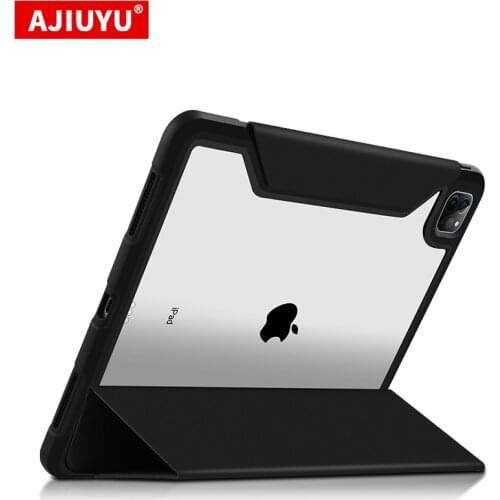 AJIUYU Smart Case For iPad 10.2 7th 8th 2019 2020 Pro 11 inch 12.9" Air4 Acrylic+TPU Transparent Protector Cover Shell Skin Case