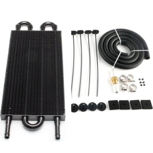 RO-GEJA Universal 4 Row Aluminum Remote Transmission Oil Cooler /Auto-Manual Radiator Converter Kit