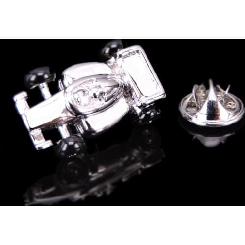 High-quality Brooch Lapel Pin For Successfu Men Pins Silvery racing car Neckpin Collar Badge Jewelry Broche Clothing accessories