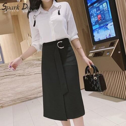 SparkDora Mid Length Skirt Summer 2020 New Sweet And Fashionable All-around High Waist And Irregular Split Skirt For Women