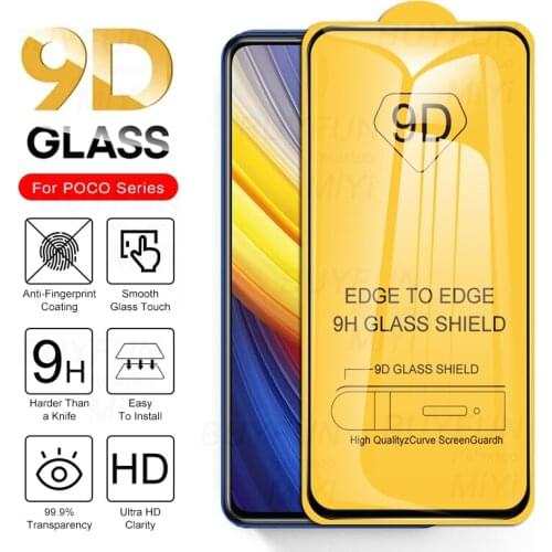 9D Full Glue Tempered Glass For Little Poko Pocco Poco X3 X 3 NFC M3 M 3 Pro 5G Glas Screen Protector Toughened Guard Film Cover