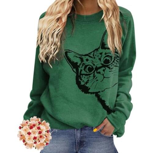 Plus Size Tshirt Autumn Women Vintage Cat Print Short Sleeve O-neck Bottoming T-shirt Loose Casual Tee Top Female Woman Clothing