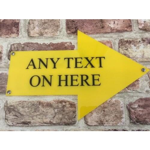 House number Custom Arrow Direction Sign Plate Number Name Yellow Weatherproof 30x20cm Door sign