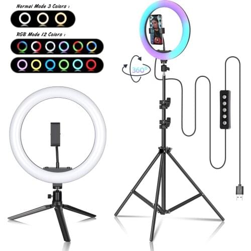 12 Inch RGB Selfie Ring LED Light with Stand Tripod Photography studio Dimmable Ring Lamps for Phone Youtube Makeup Video Vlog