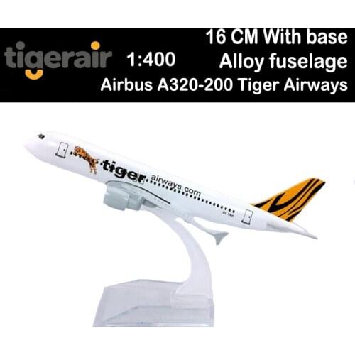 16CM 1:400 Airbus A320-200 Tiger Airways Airlines W Base Alloy Aircraft Plane Airliner Display Adult Souvenirs Kids Collection
