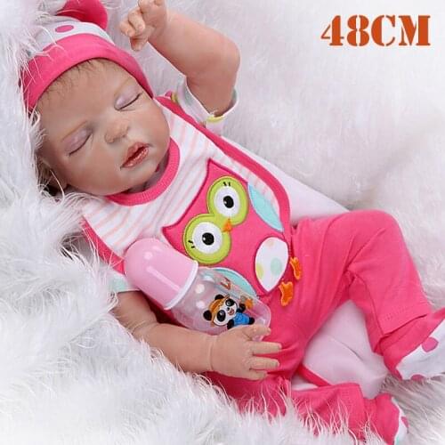 19'' Full silicone bebe reborn Doll real girl reborn baby dolls Bath Toy Lifelike Newborn rebirth infant doll models