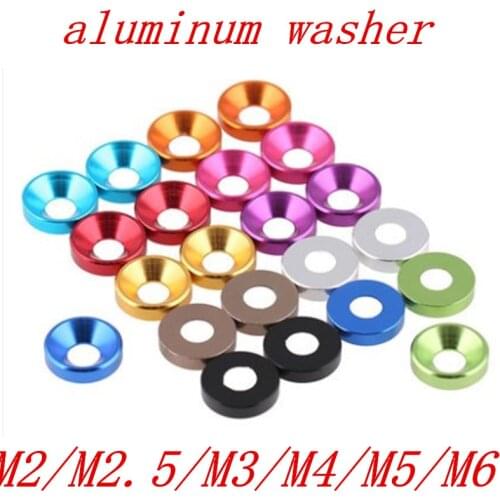20pcs/lot aluminum washer m2 m2.5 M3 M4 M5 M6 colourful Anodized Countersunk Head Bolt Washers Gasket