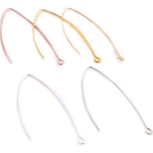 20pcs Gold Rhodium Copper 28 55mm French V-shaped Earring Hooks Findings Ear Hook Wire Settings Base Settings For Jewelry Making
