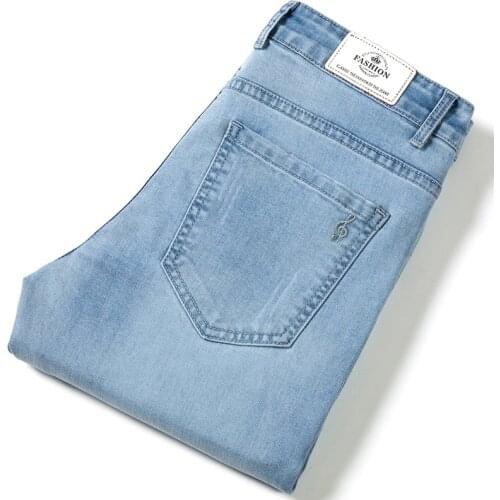 2021 Top Brand New Mens Jeans Business Casual Elastic Comfort Straight Denim Pants Male High Quality Brand Trousers