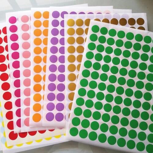 21600pcs/lot 20mm beautiful COLOR DOT stickers for various use, A4 size can be printed on laser printer, Item No.OF10