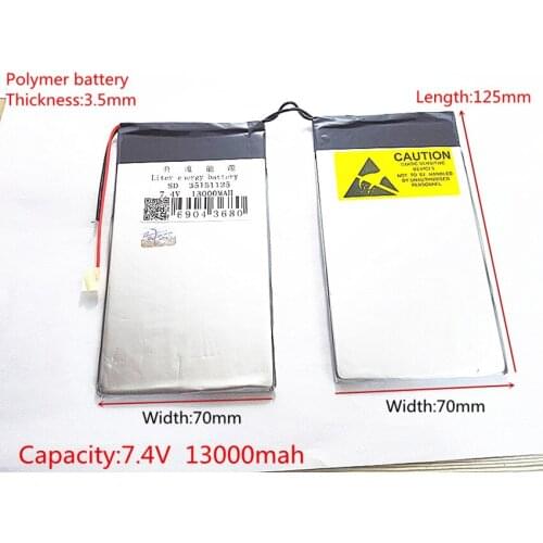 7.4V 13000mAh DIY U30GT, U30GT1, U30GT2 dual four-core tablet pc Rechargeable batteries 33161125 Size:3.5 * 151 * 125 mm
