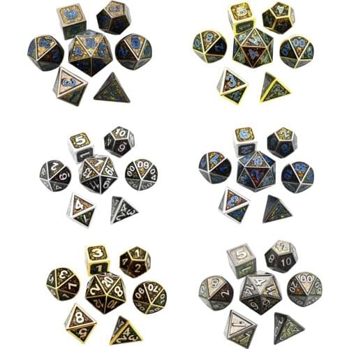 7Pc Metal Polyhedral Number Dice Set for MTG DND RPG Party Board Game Props