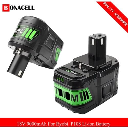 9000mAh Li-Ion Rechargeable Battery for RYOBI BPL-1815 BPL-1820G BPL18151 BPL1820 P102 P103 P104 P105 P106 P107 P108 Z50