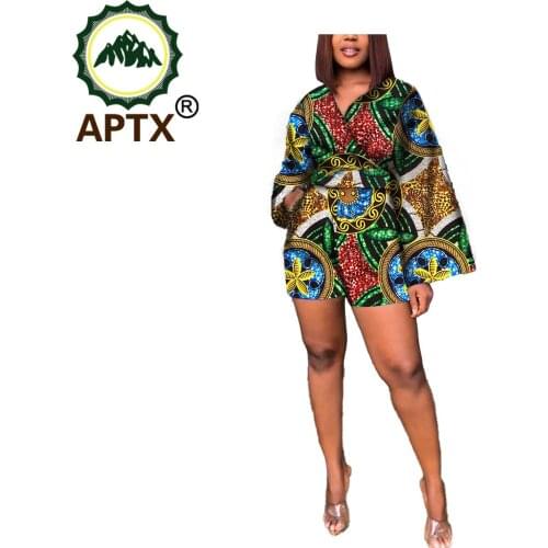 African Clothing For Women Ankara Style Jumpsuit With Belt Lady 2 Piece Sets Fashion Female Outfits Elegant Lady Pure Cotton