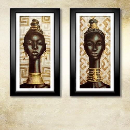 African Art Black and Gold Woman Oil Painting on Canvas Cuadros Posters and Prints Scandinavian Wall Art Picture for Living Room